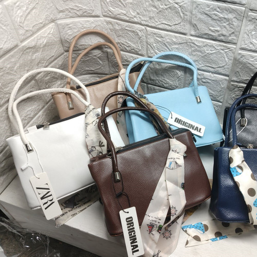 کیف دستی و دوشی زارا شالدار رنگ قهوه ای